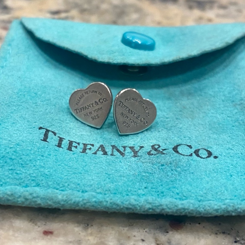 Tiffany & Co. Return To Heart Stud Earrings Sterling Silver 925 with Pouch